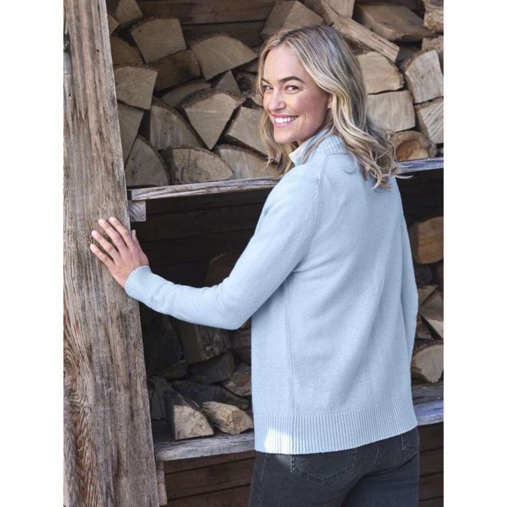 WoolOvers Womens/Ladies Lambswool Zipped Fitted Cardigan / Frost Blue